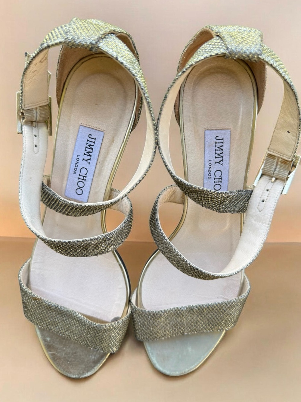 Jimmy Choo Metallic Gold Strappy Sandals